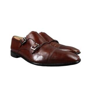 Calibrate Shoes Mens 10 Oxford Double Monk Strap Buckle Classic Leather Formal